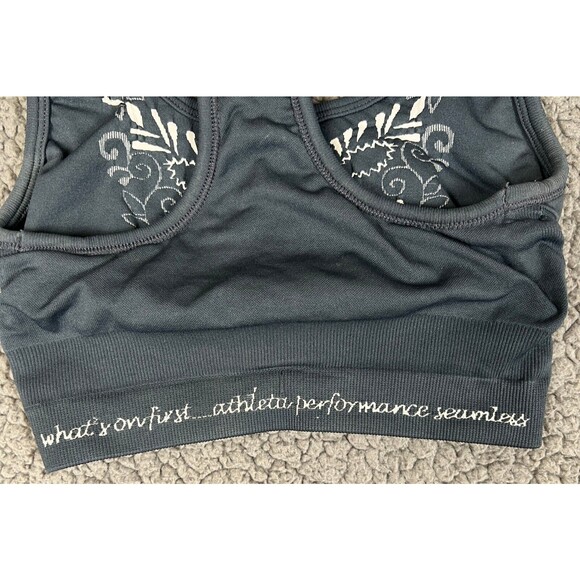 Athleta Sports Bra Embroidered Floral Vine Print Gray Size XS Stretchy - Picture 3 of 6